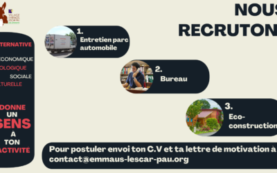 Trois postes sont à pourvoir au Village Emmaüs Lescar-Pau