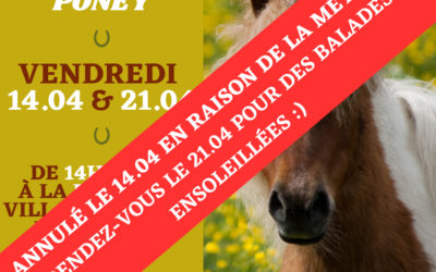 Annulation des balades à poney du 14.04 en raison de la météo