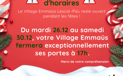 Changement d’horaires entre les fêtes !