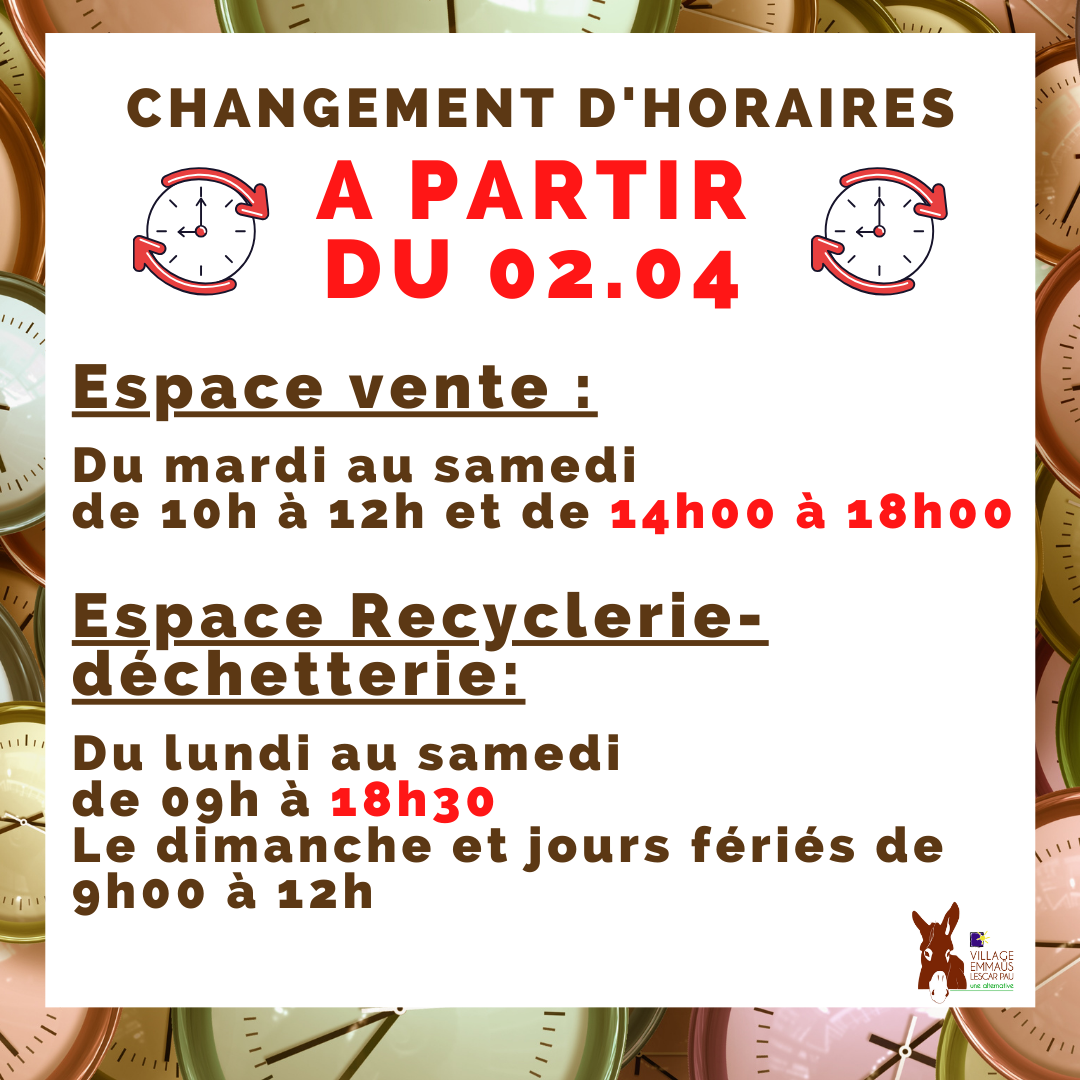 Changement d'horaires (Publication Instagram)