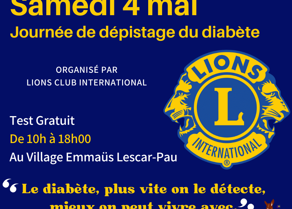 Samedi 4 mai : journée de dépistage du diabète